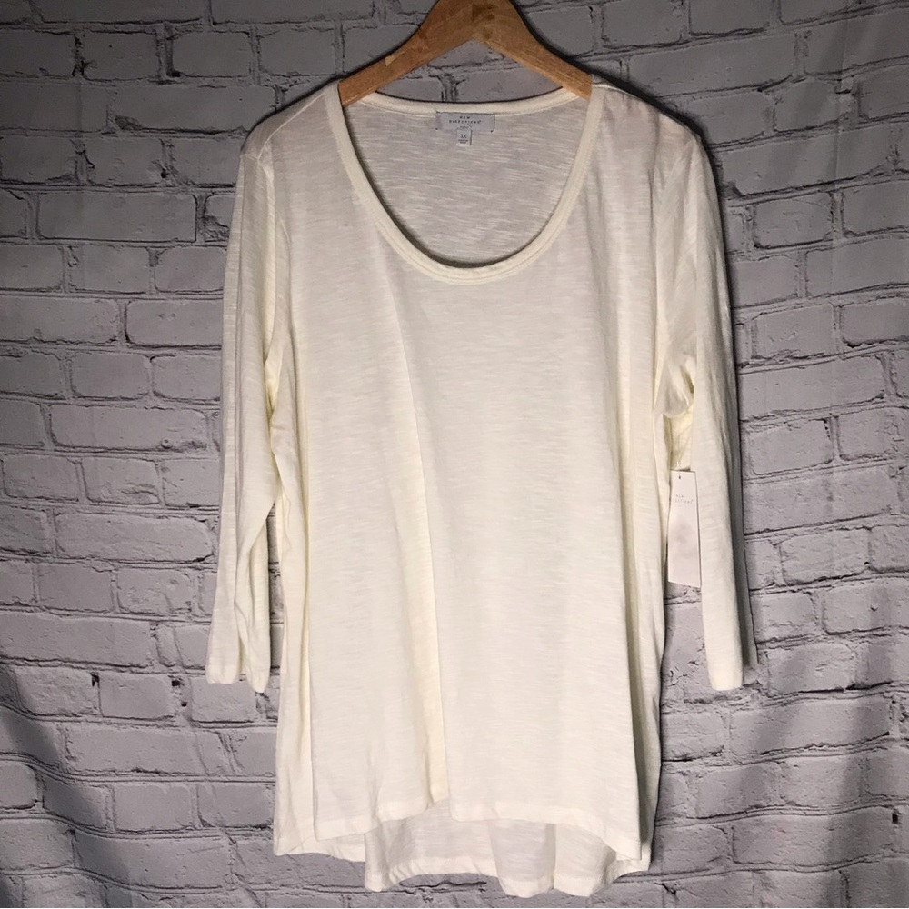New Directions Curvy Tee Shirt 1X Cream Off White NEW